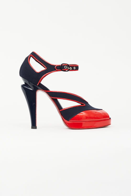 Chanel Spring 2008 Navy & Red Open Toe Heel
