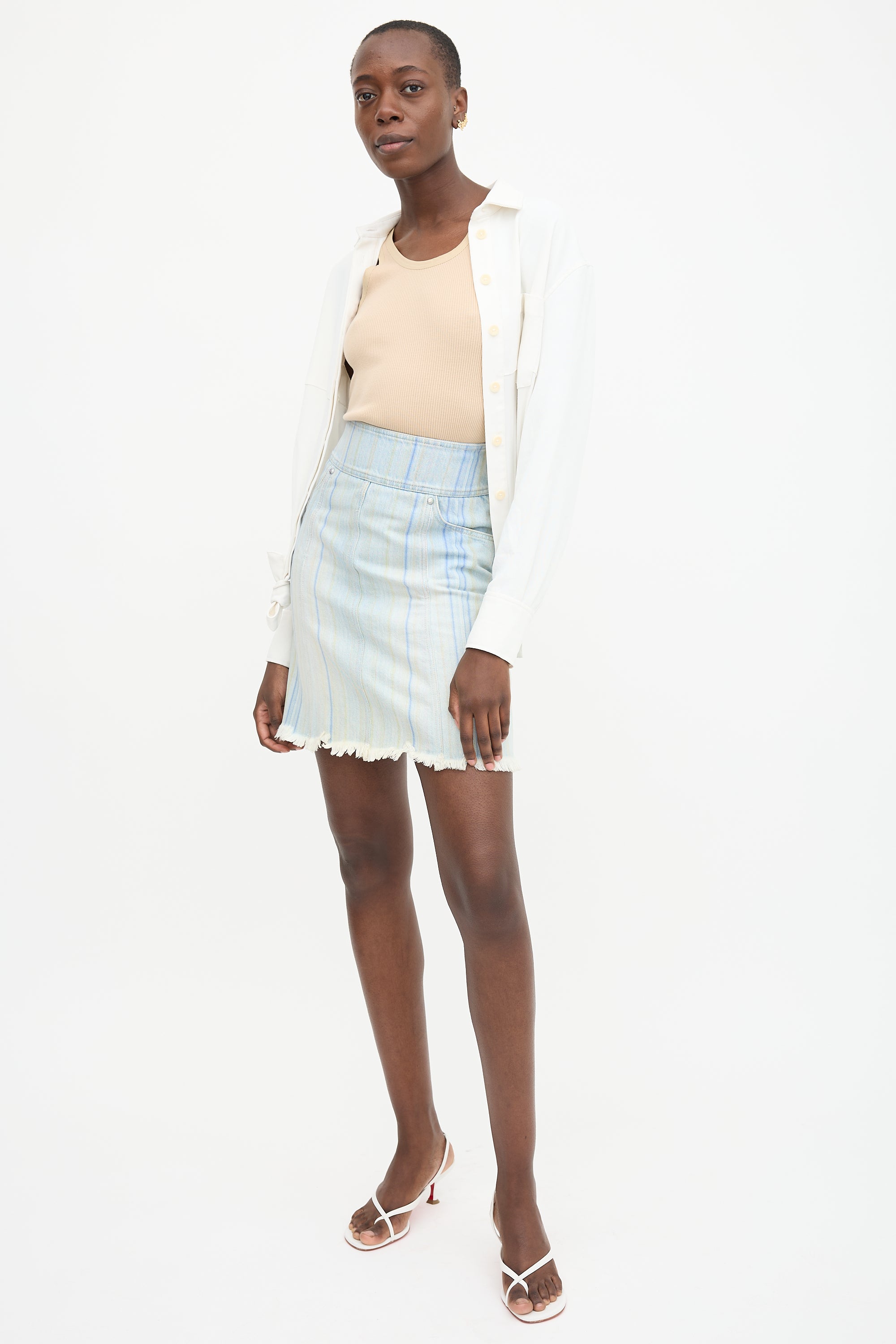 Chanel Spring 2018 Striped Denim Skirt