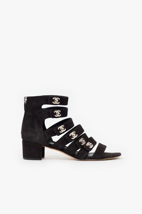 Chanel Suede CC Gladiator Sandal