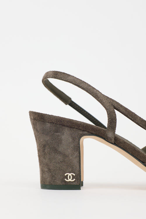Chanel Suede CC Slingback Heel