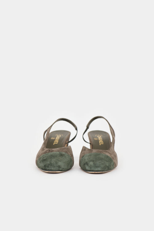 Chanel Suede CC Slingback Heel