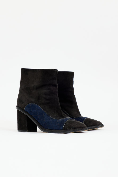 Chanel Suede CC Quilted Boot
