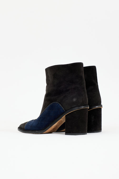 Chanel Suede CC Quilted Boot
