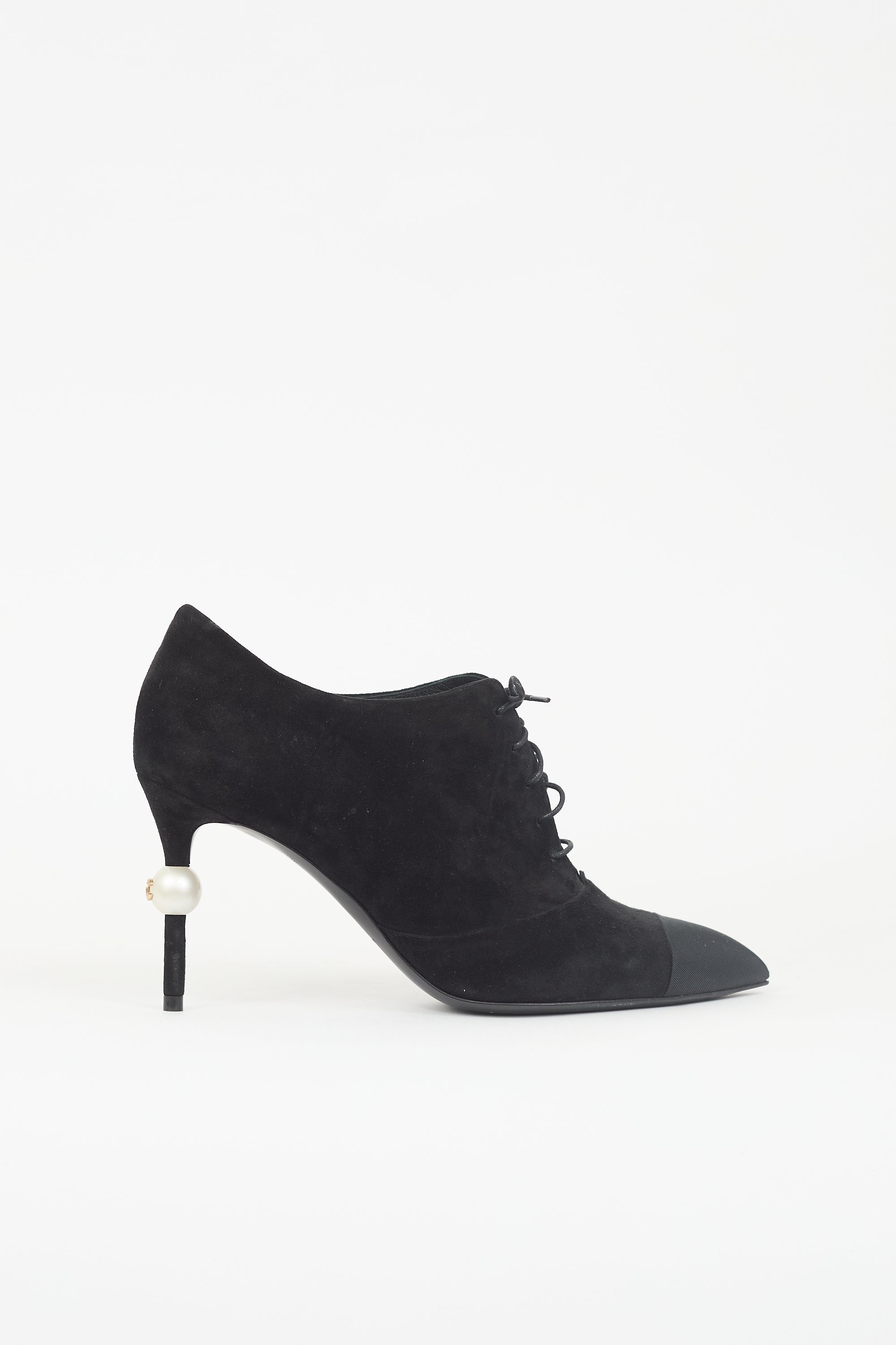 Chanel Suede Lace Up Bootie
