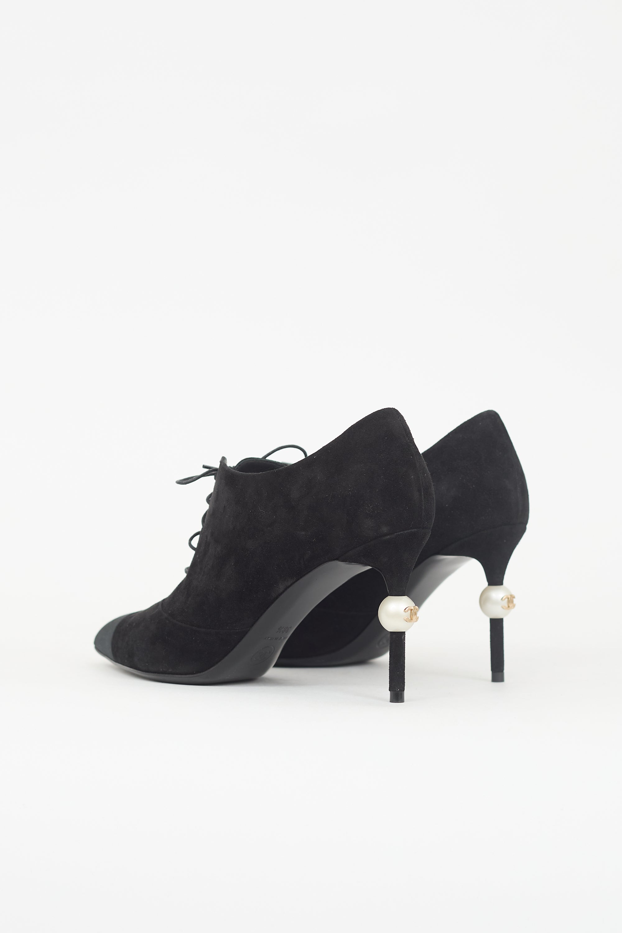 Chanel Suede Lace Up Bootie