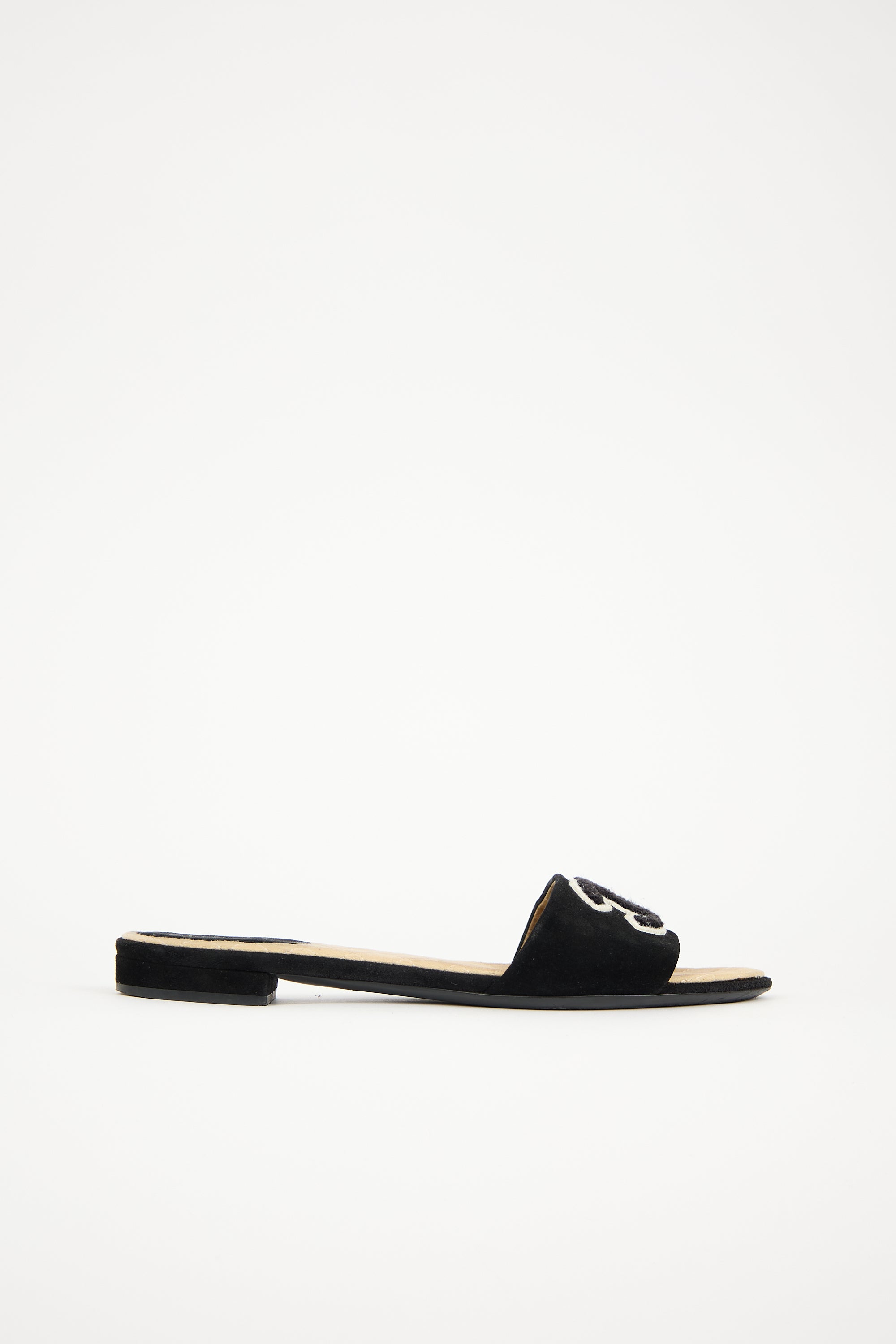 Chanel Suede & Terry CC Slide