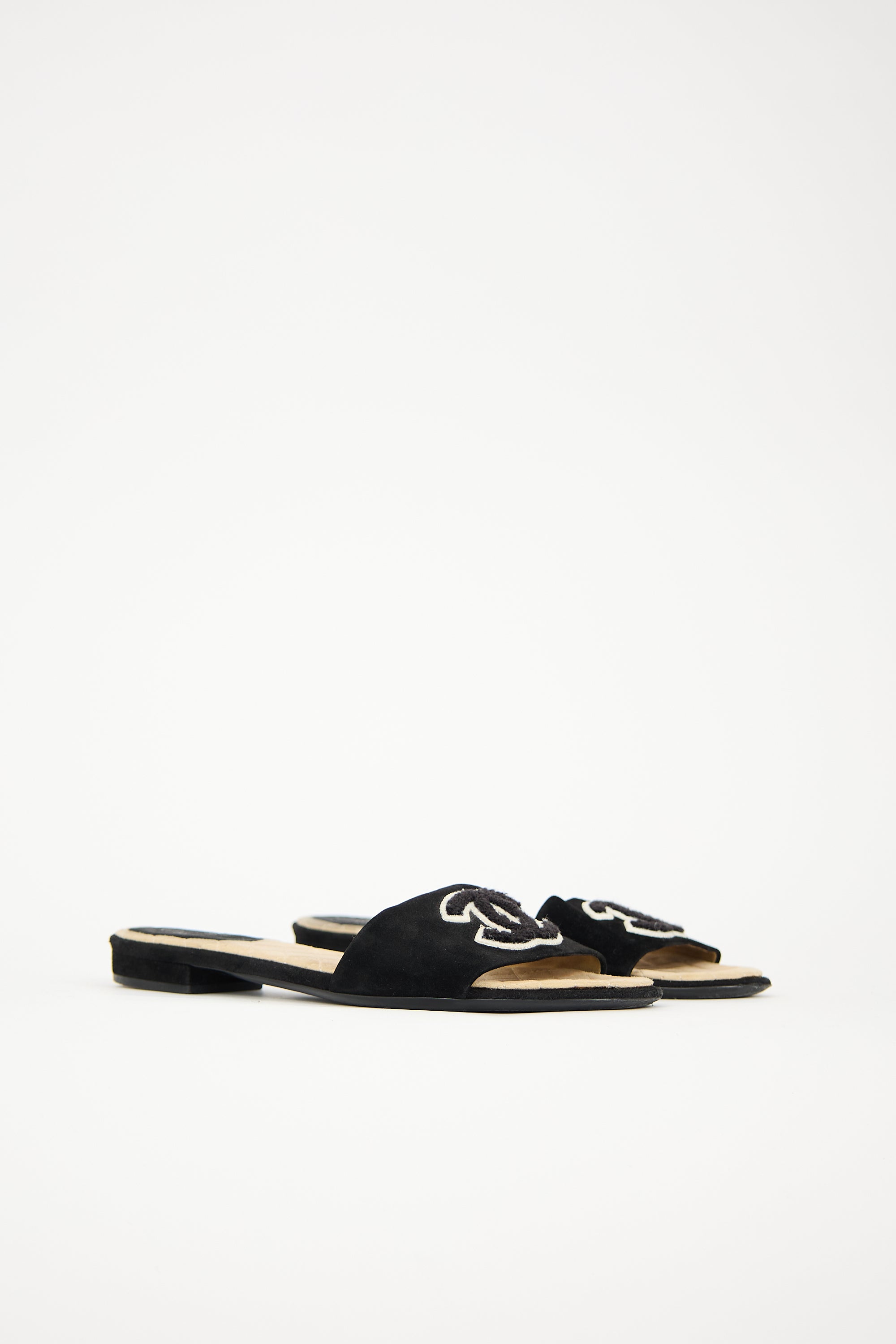 Chanel Suede & Terry CC Slide