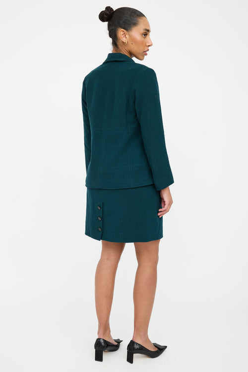 Chanel FW 1998 Green Wool Skirt Suit