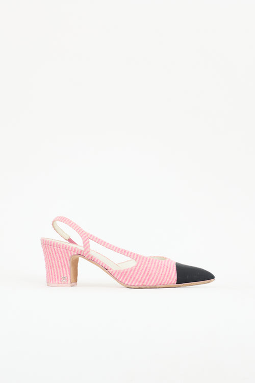 Chanel Terry Striped Slingback Pump