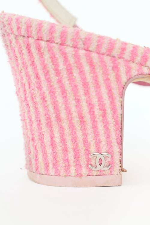 Chanel Terry Striped Slingback Pump