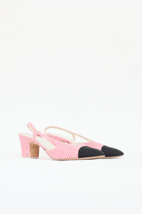 Chanel Terry Striped Slingback Pump