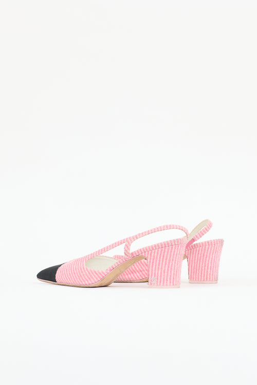 Chanel Terry Striped Slingback Pump