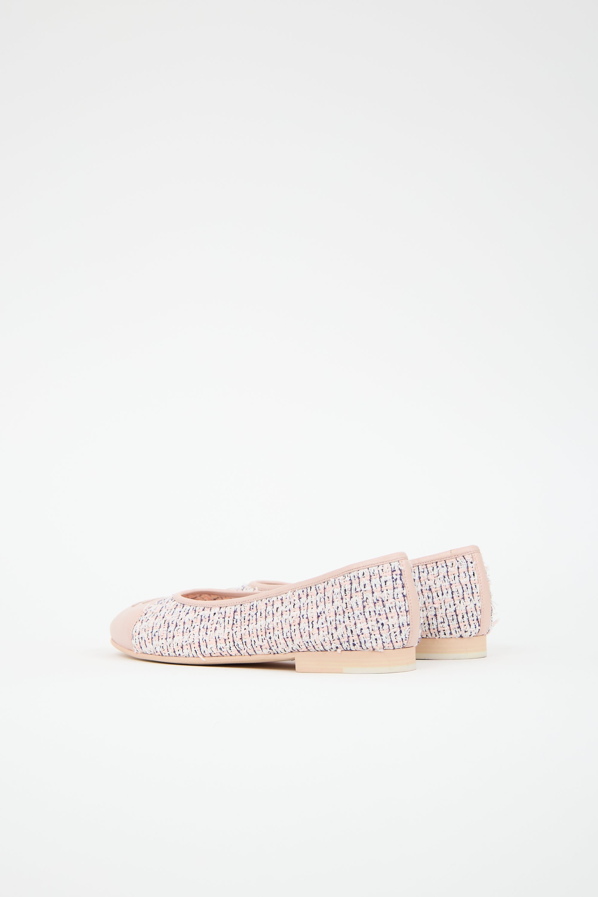 Chanel Tweed & Leather CC Ballet Flat