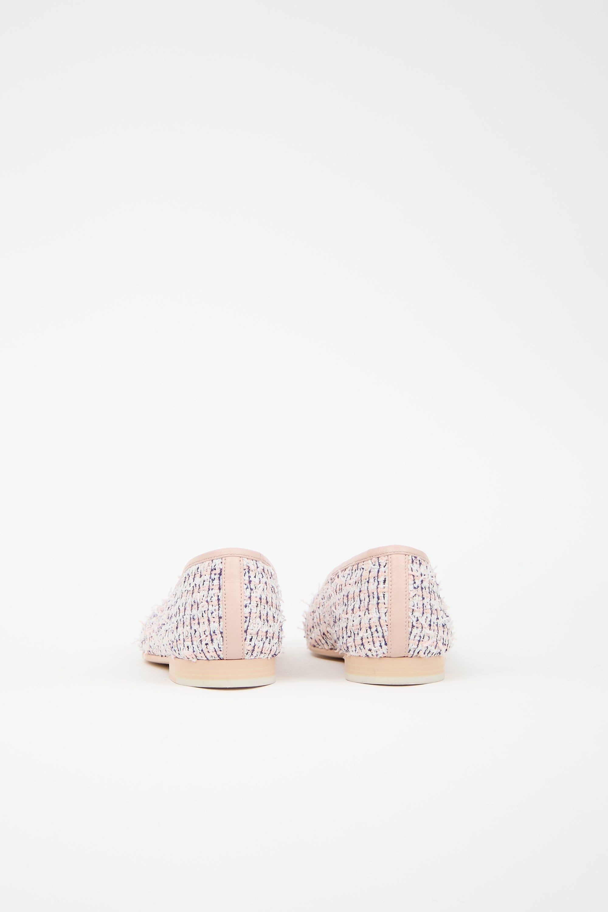 Chanel Tweed & Leather CC Ballet Flat