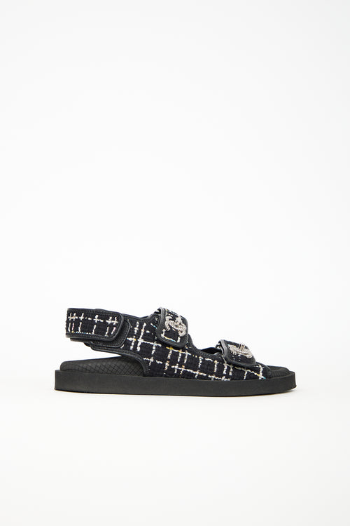 Chanel Tweed CC Dad Sandal