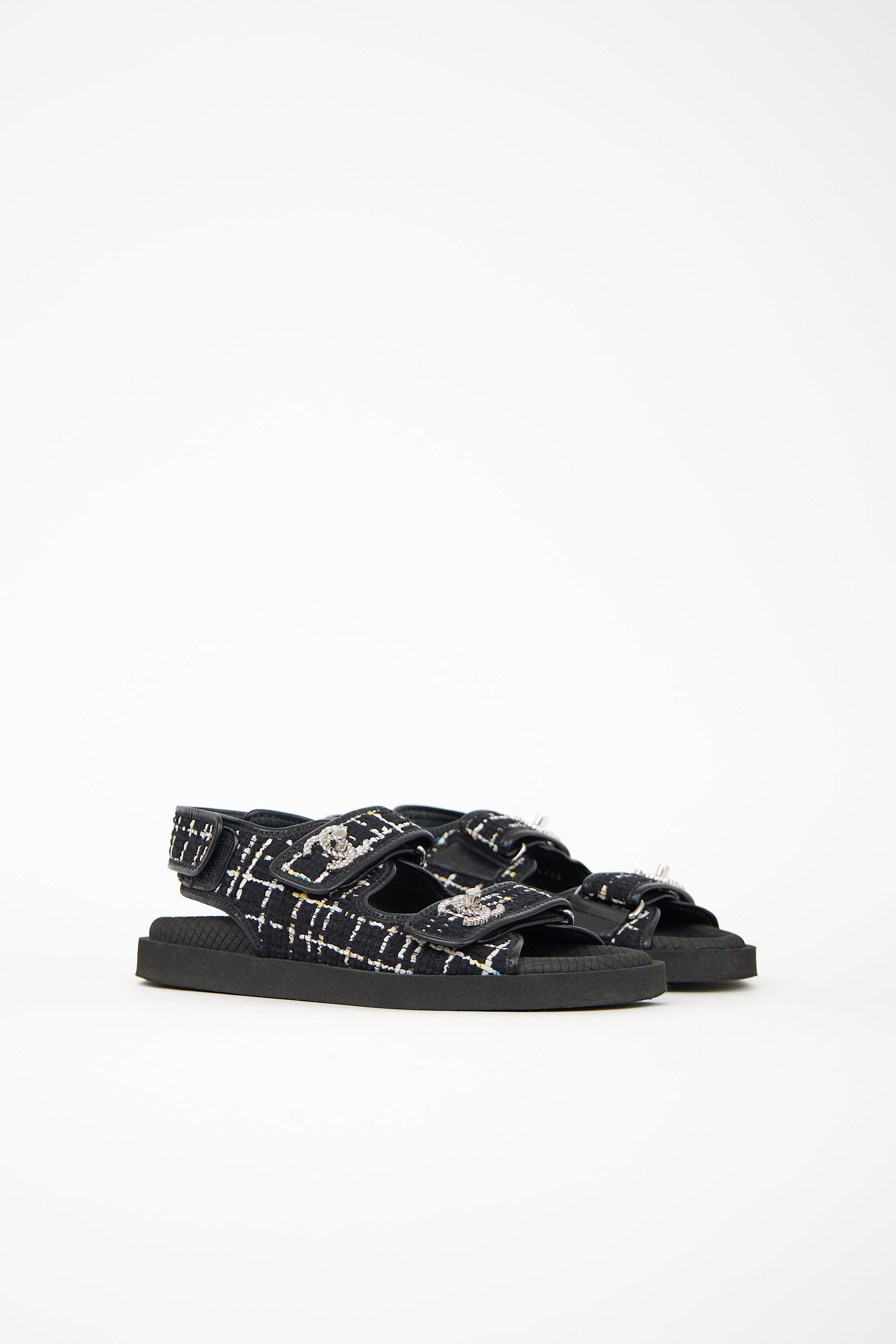 Chanel Tweed CC Dad Sandal