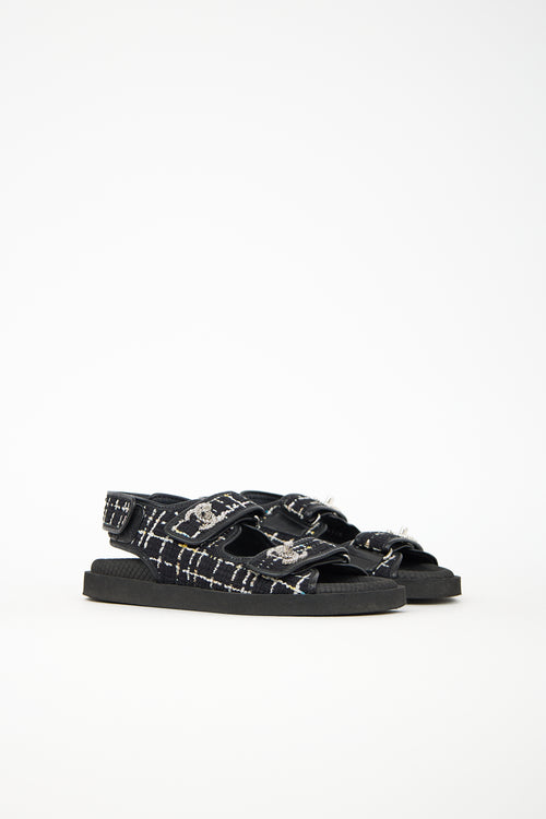 Chanel Tweed CC Dad Sandal