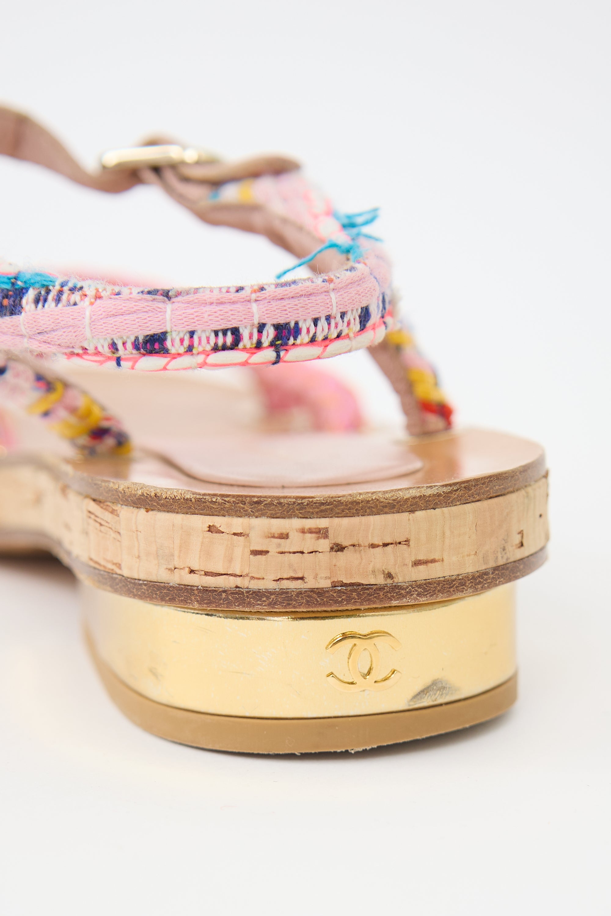 Chanel Tweed & Cork CC Sandal