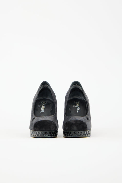 Chanel Two Tone Suede CC Pump