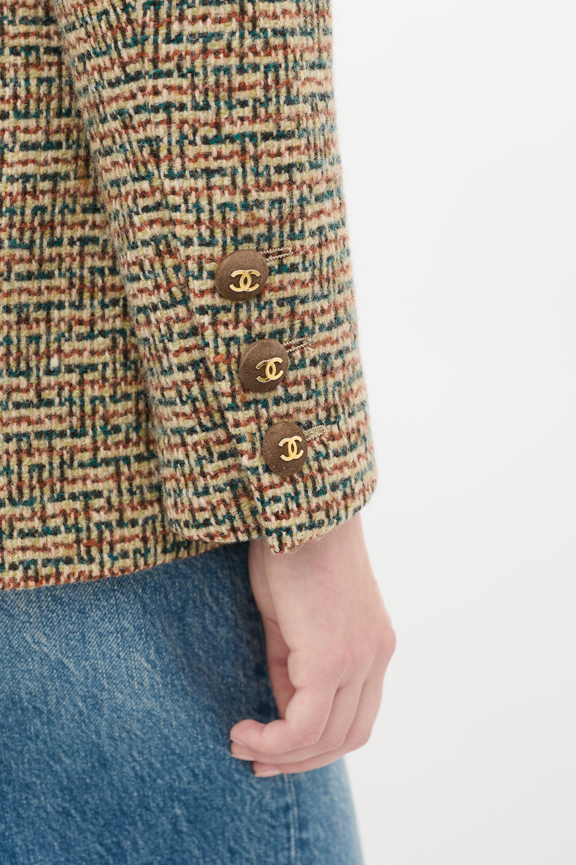 Chanel Vintage Brown & Multicolour Wool Tweed Flap Jacket