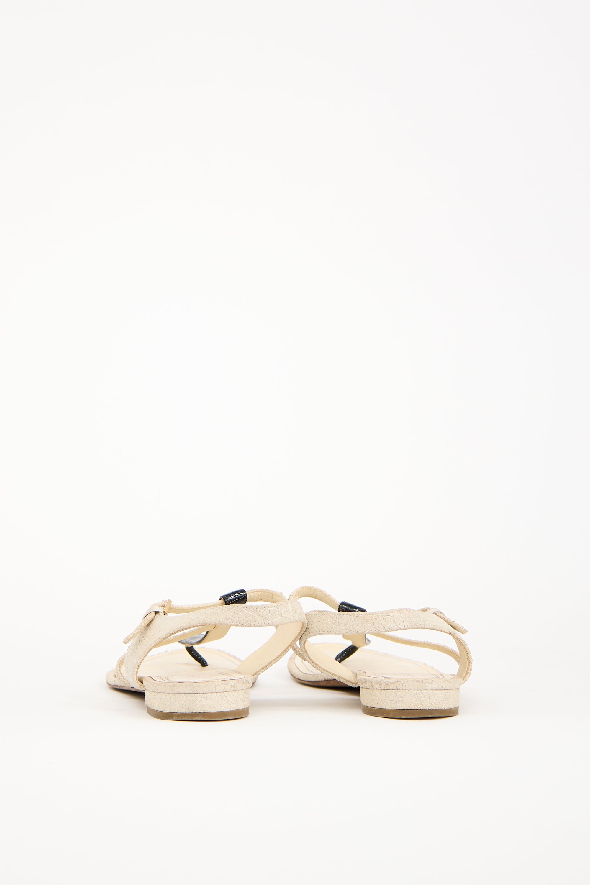 Chanel Cream Leather Stingray Sandal