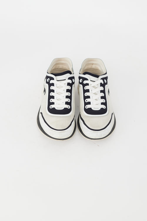 Chanel White & Black Mesh Lycra Thermoplastic Sneaker