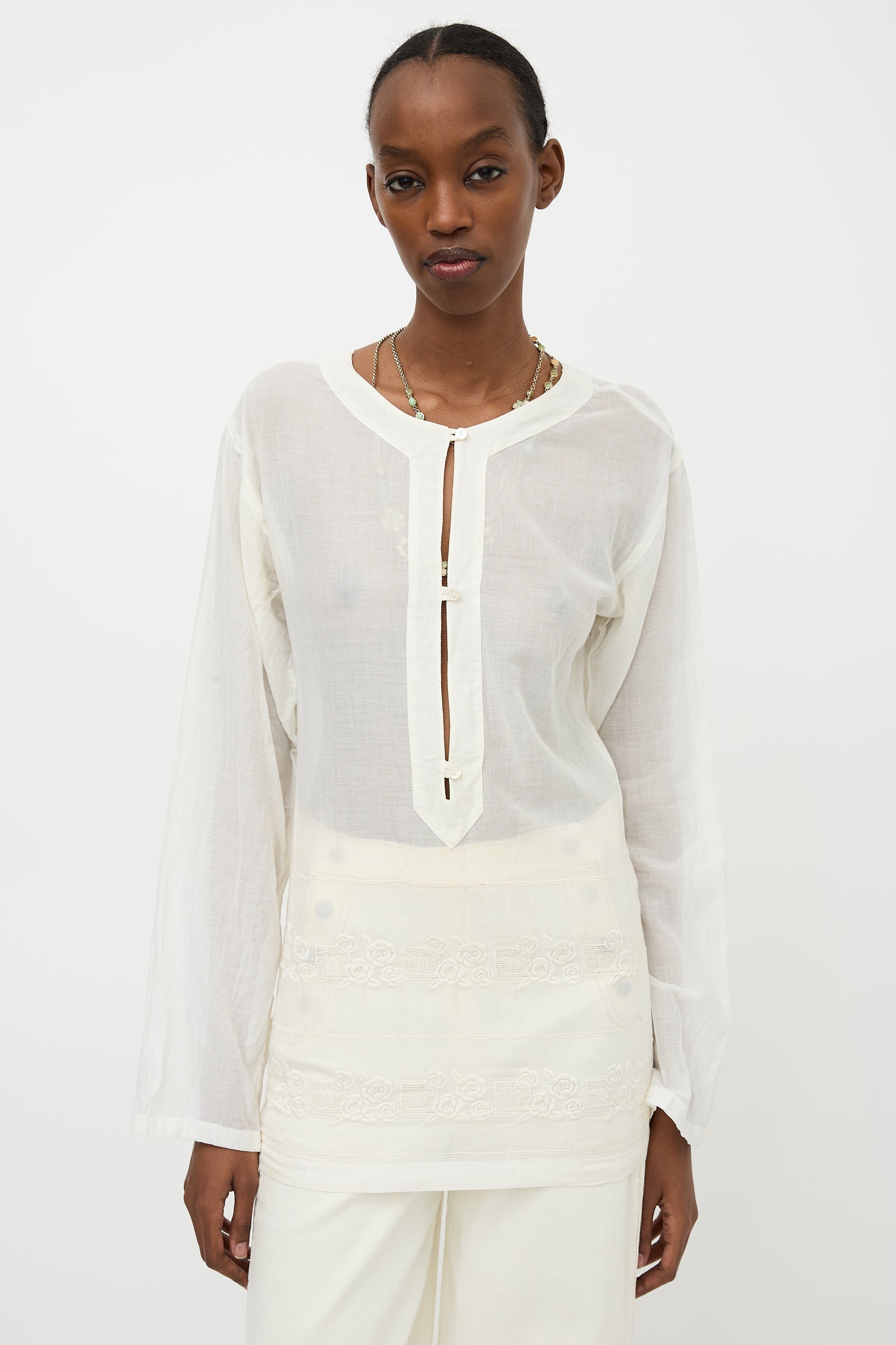 Chanel SS 2007 CC Camelia Eyelet Top