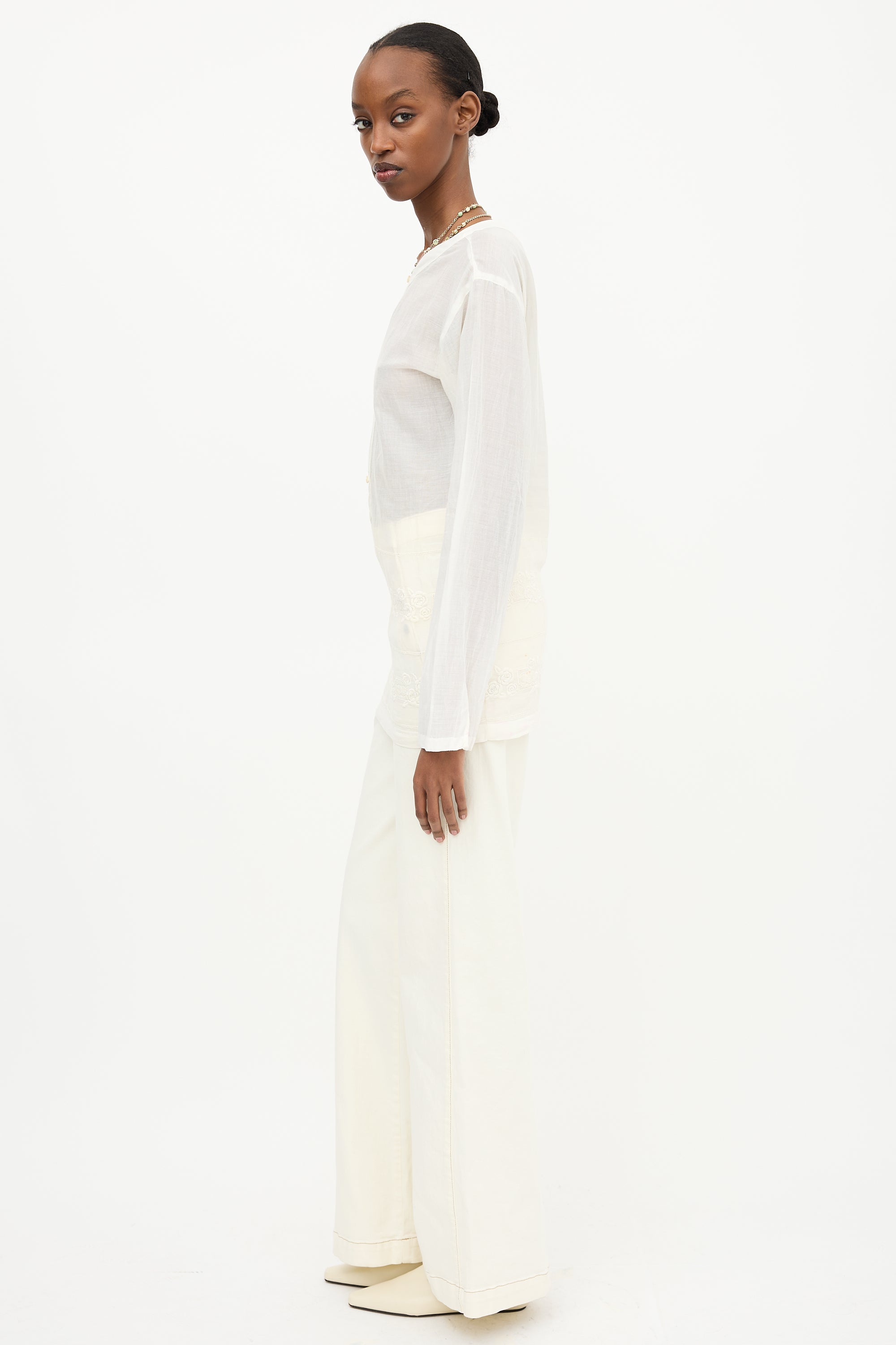 Chanel SS 2007 CC Camelia Eyelet Top