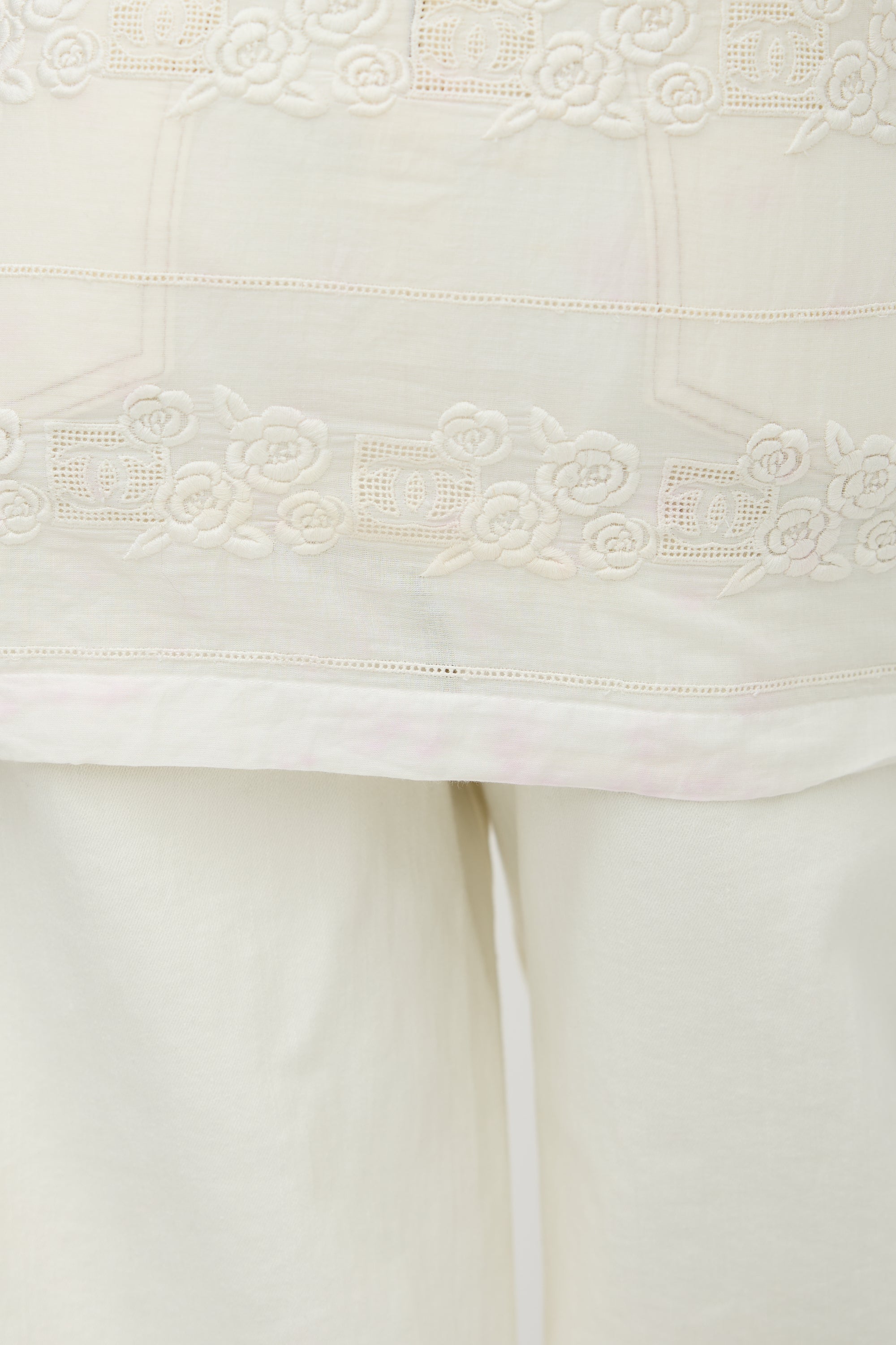 Chanel SS 2007 CC Camelia Eyelet Top