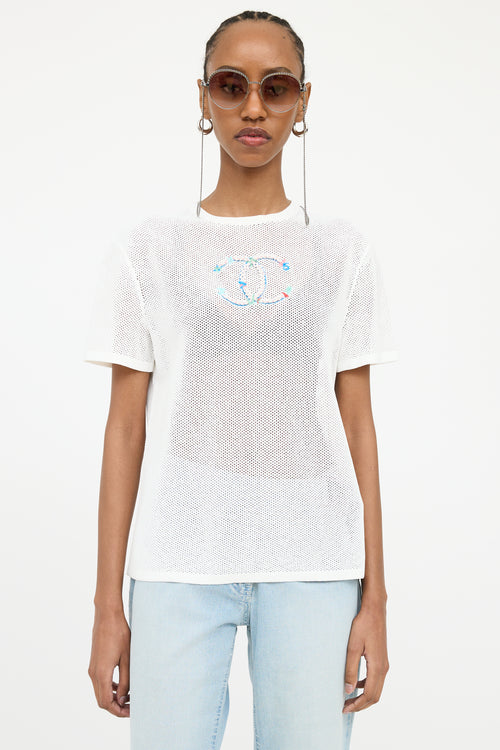 Chanel White & Multi Colour S/S 2019 Embroidered Top