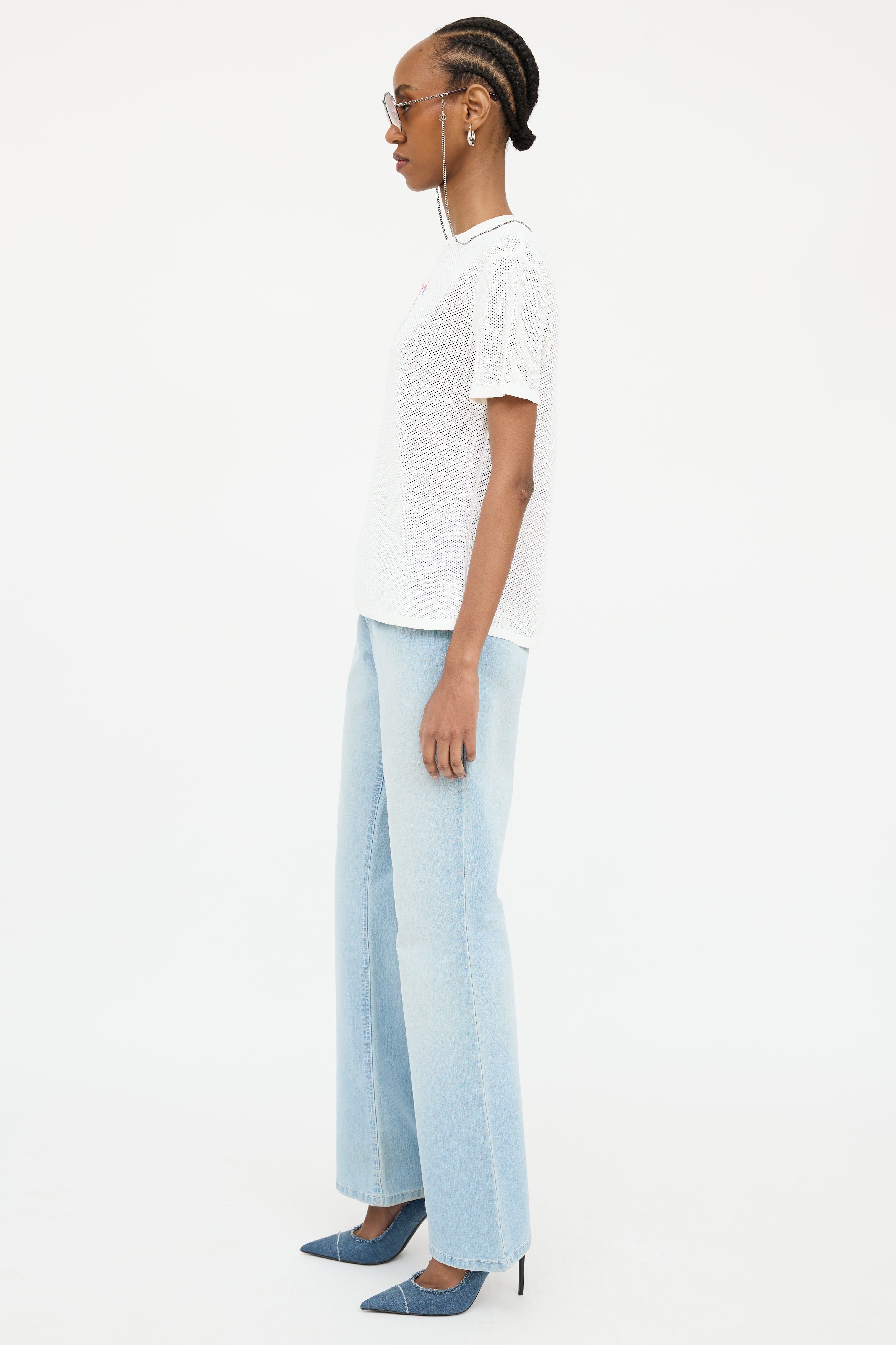 Chanel White & Multi Colour S/S 2019 Embroidered Top
