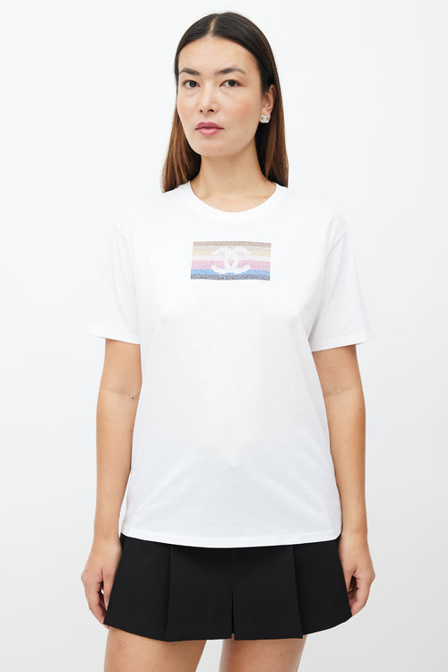 Chanel White & Multi Sequin T-Shirt