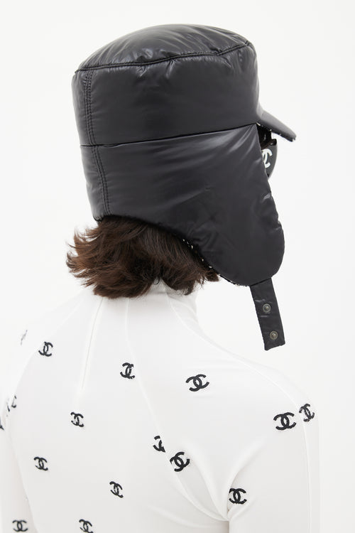 Chanel Winter 2018 Black Puffer & Tweed Trapper Hat