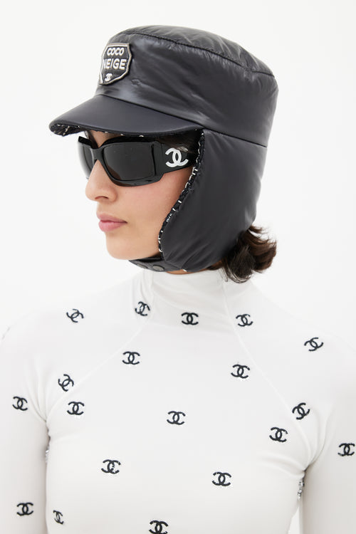 Chanel Winter 2018 Black Puffer & Tweed Trapper Hat