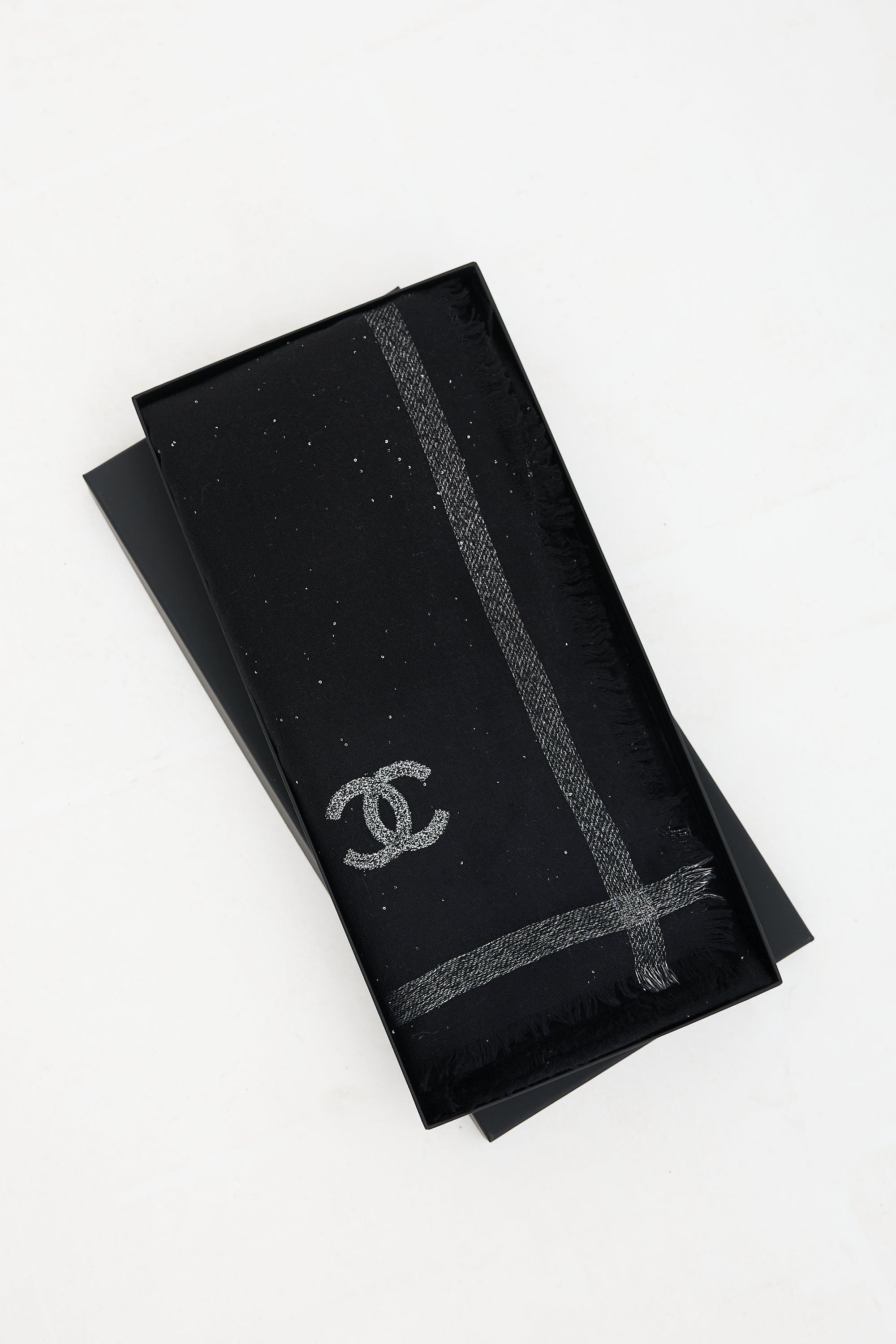 Chanel Wool Metallic CC Scarf