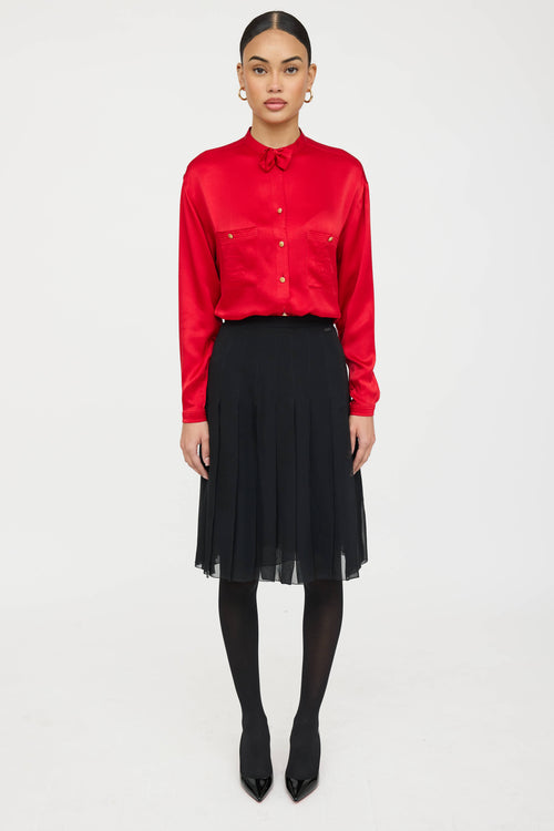Chanel 2002 Silk Pleated Skirt