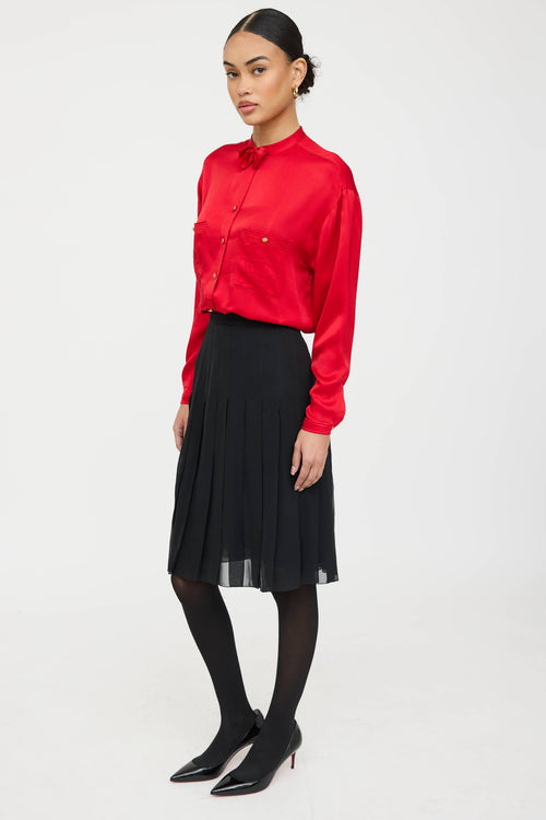Chanel 2005 Silk Pleated Skirt
