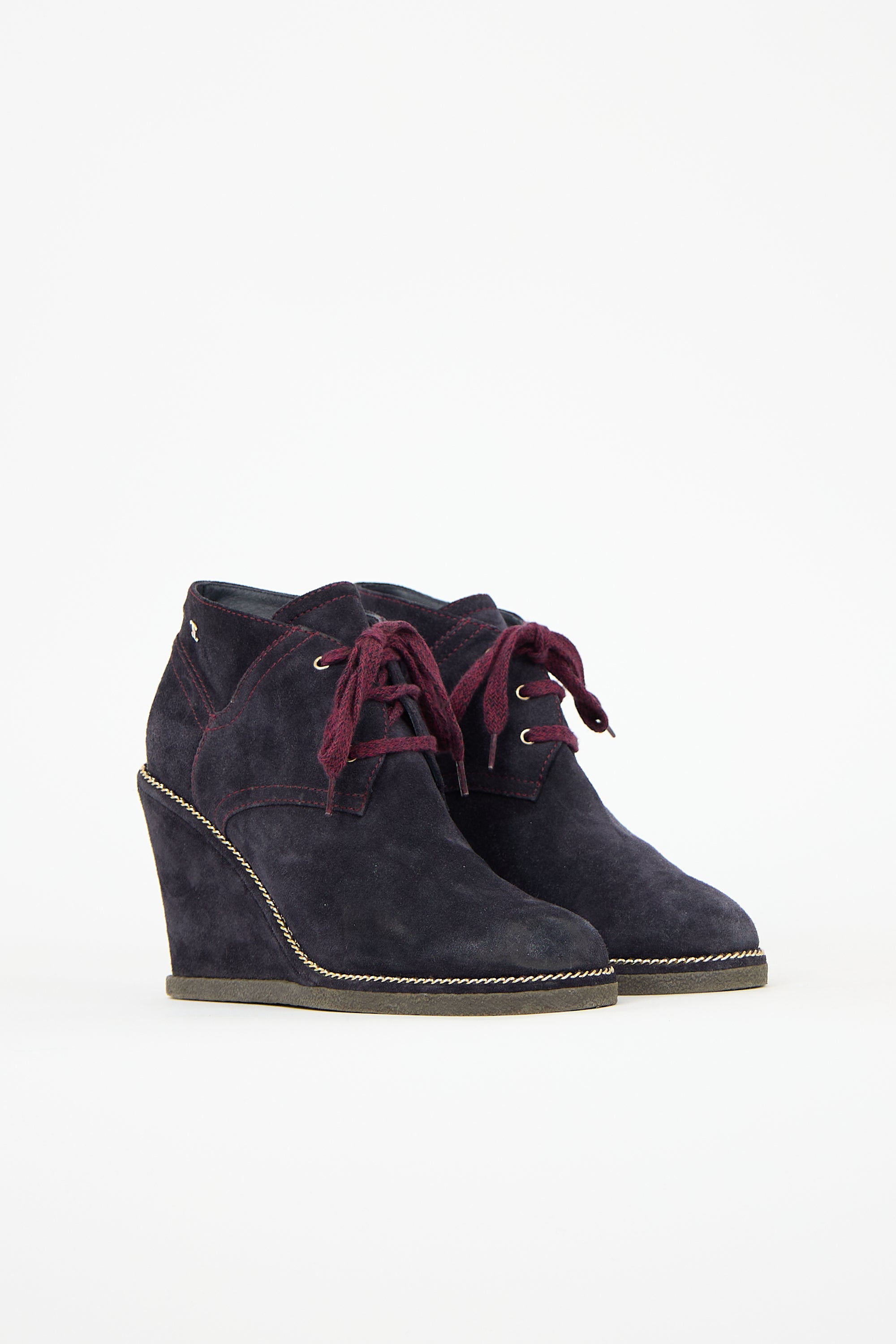 Chanel 2015 Suede CC Wedge Boot