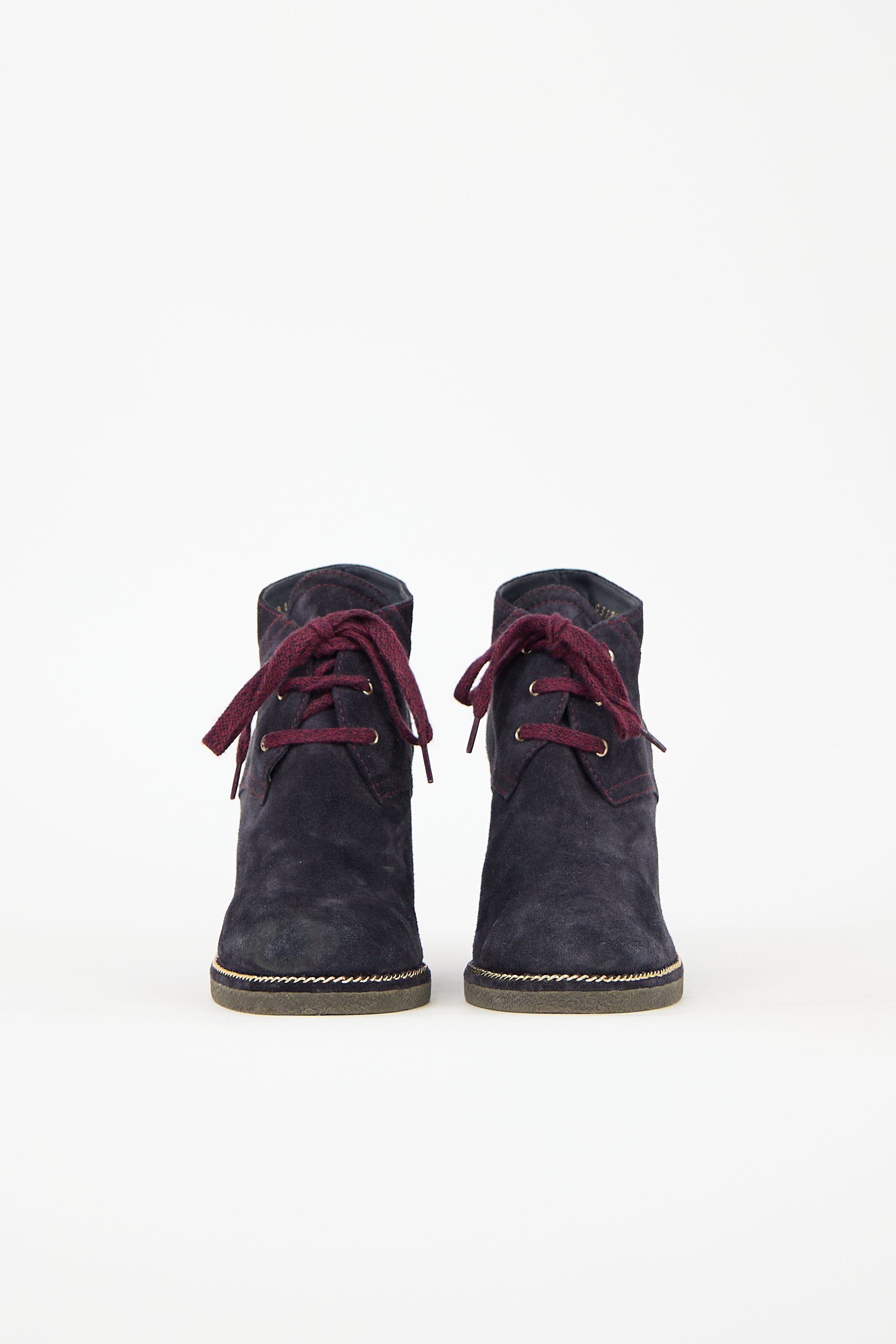 Chanel 2015 Suede CC Wedge Boot