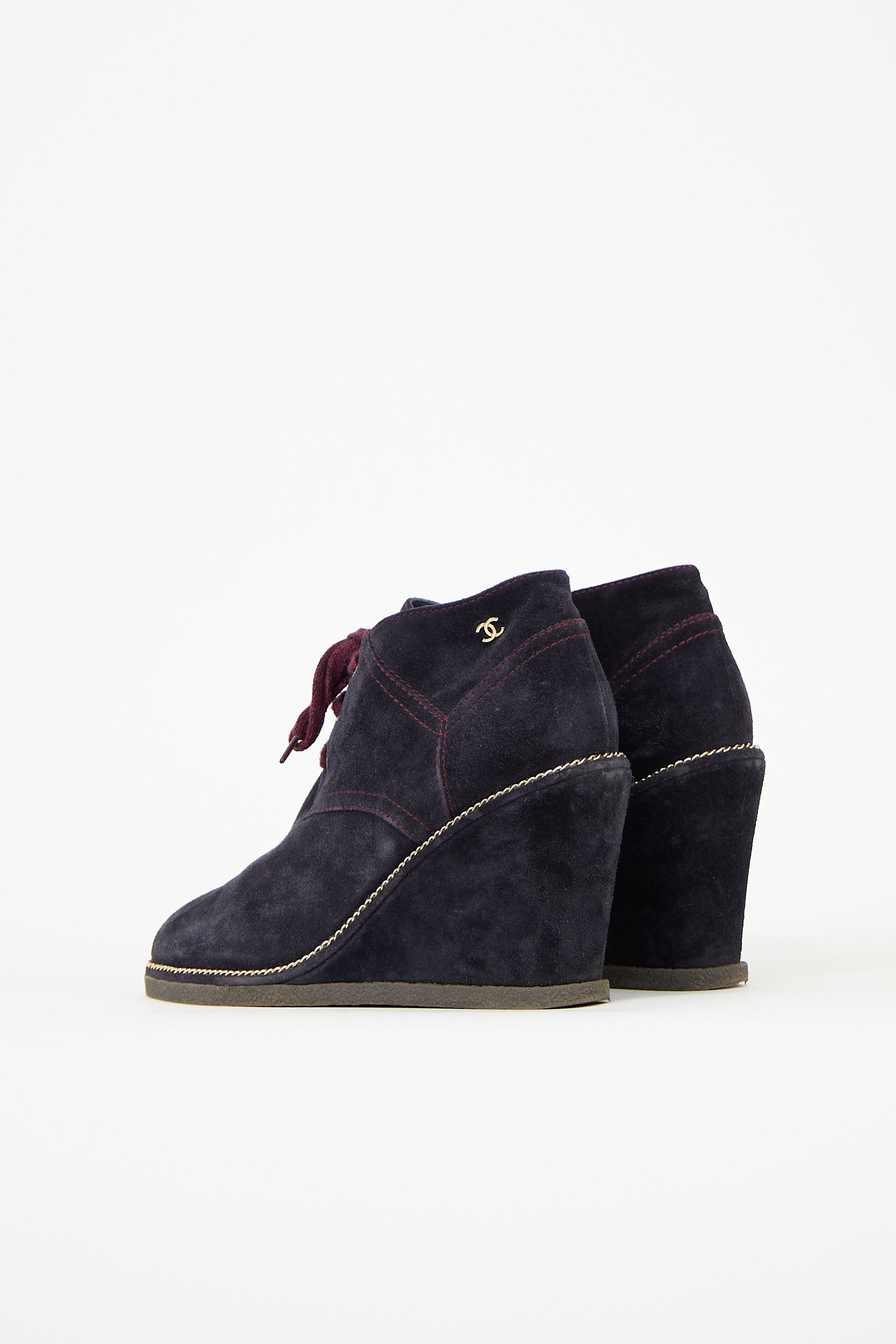 Chanel 2015 Suede CC Wedge Boot