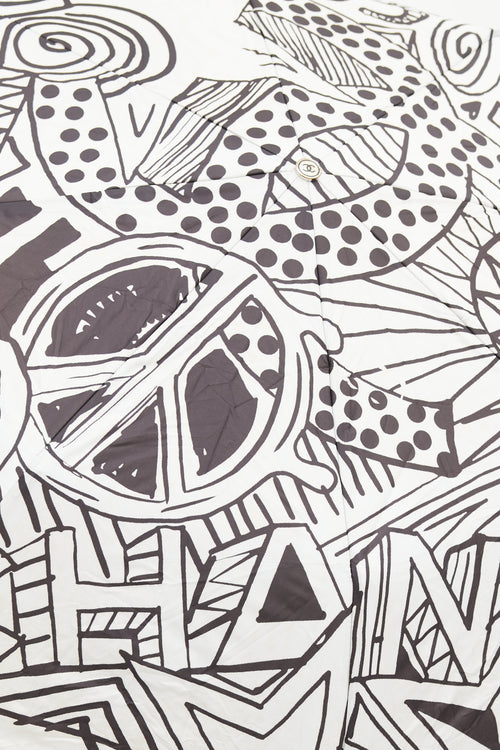 Chanel Black & White Graphic Print Umbrella