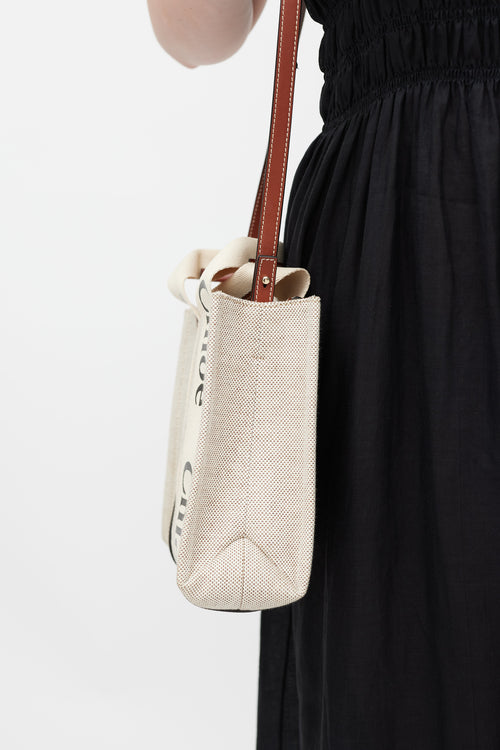 Chloé Beige & Brown Logo Woody Tote
