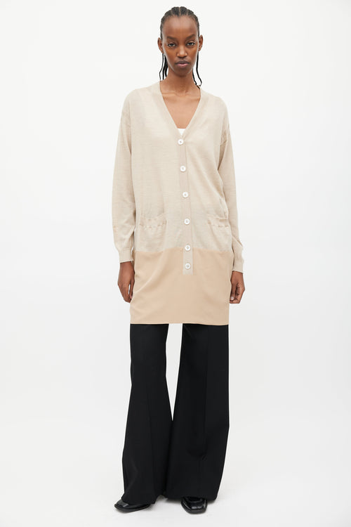 Chloé Beige Cashmere & Silk Cardigan Dress