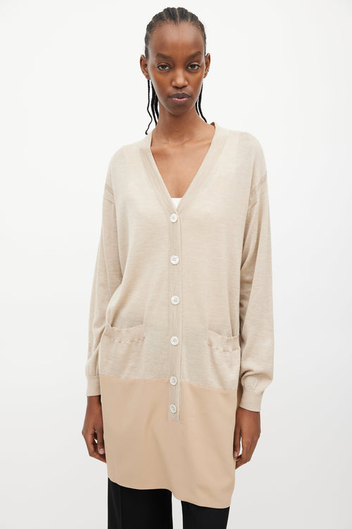 Chloé Beige Cashmere & Silk Cardigan Dress