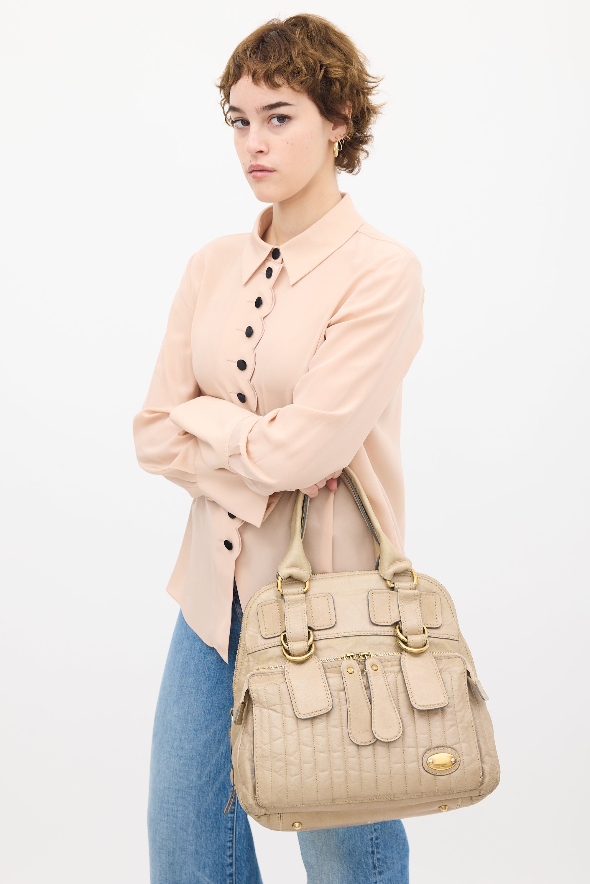 Chloé Beige Leather Bay Bag