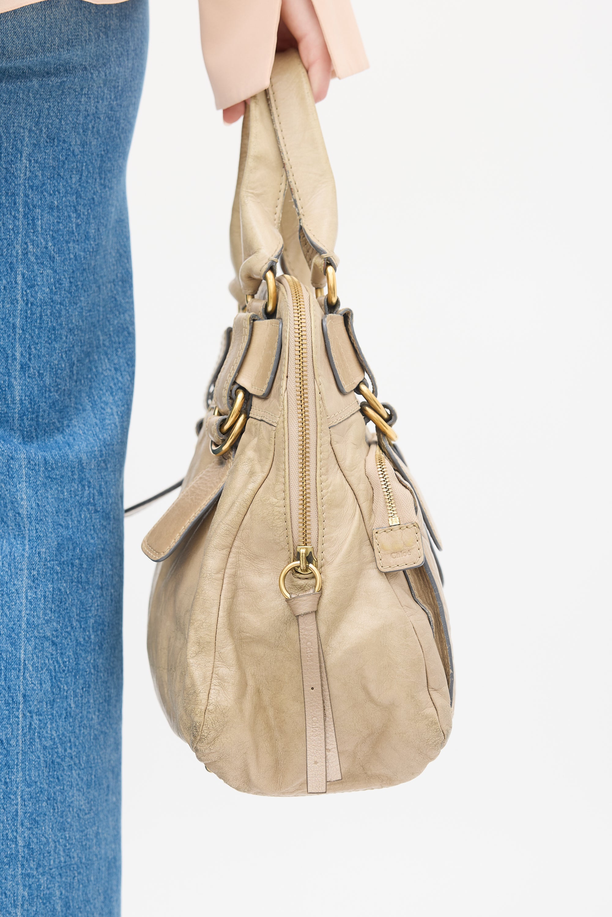 Chloé Beige Leather Bay Bag