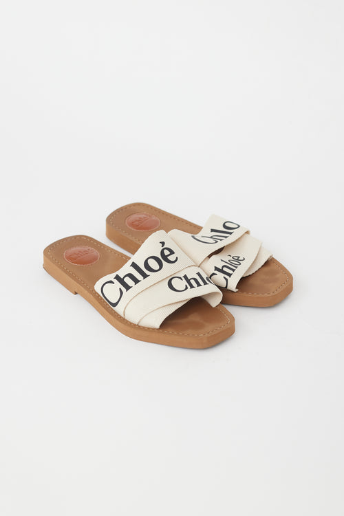 Chloé Brown & White Woody Mule Sandal
