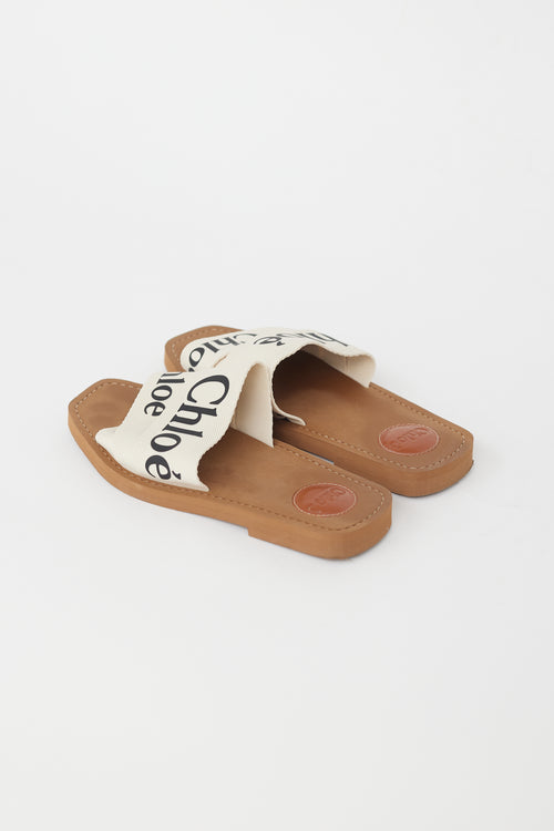 Chloé Brown & White Woody Mule Sandal