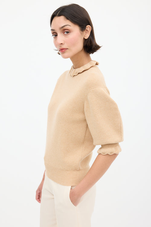Chloé Beige Wool Ruffled Trim Sweater