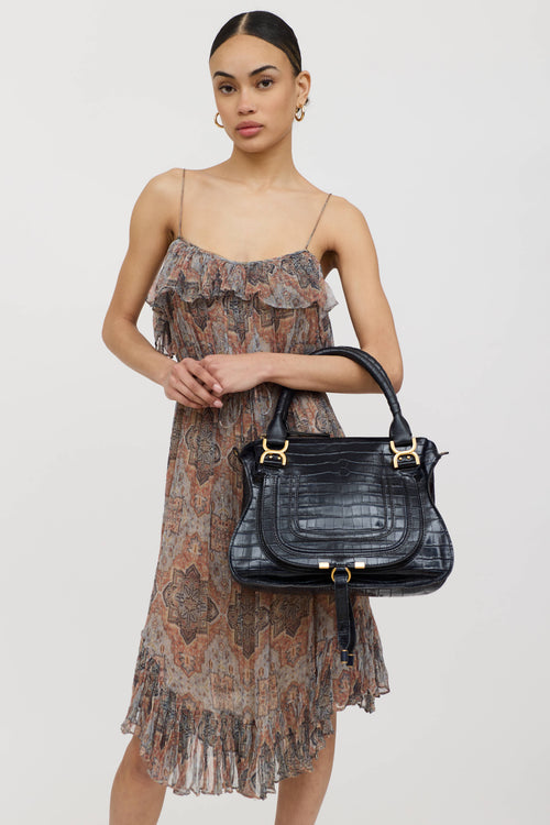 Chloé Leather Embossed Marcie Double Carry Bag